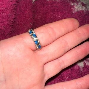 Blue and Silver paw print ring 💖